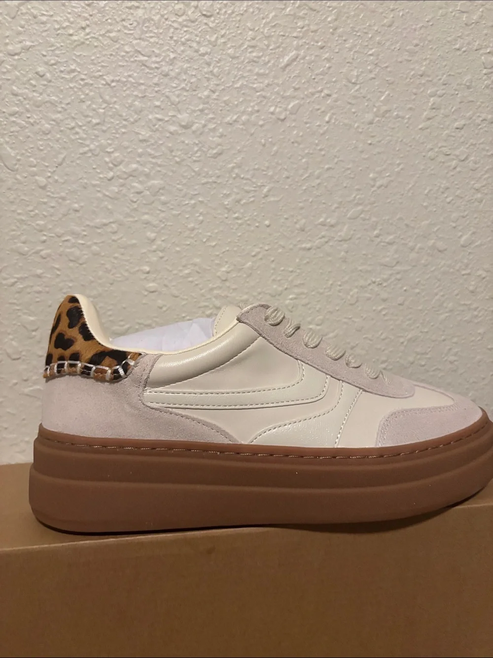 Steve Madden Cream, Tan & Leopard Platform Sneakers